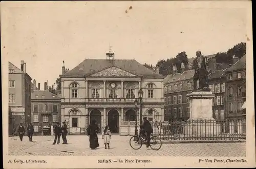 Ak Sedan Ardennes, Place Turenne, Denkmal