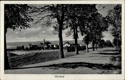 Ak Hluboš Hlubosch Mittelböhmen, Allee, Ortsansicht