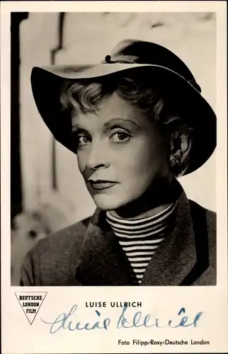 Ak Schauspielerin Luise Ullrich, Film Regina Amstetten, Portrait, Hut, Autogramm