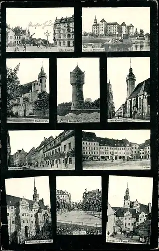 Ak Torgau an der Elbe, Wasserturm, Schloss Hartenfels, Fleischmarkt, Stadtkirche