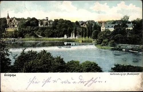 Ak Grimma in Sachsen, Gattersburg mit Muldenwehr