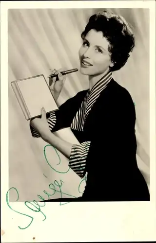 Ak Schauspielerin Sonja Ziemann, Portrait, Montblanc Füller, Autogramm