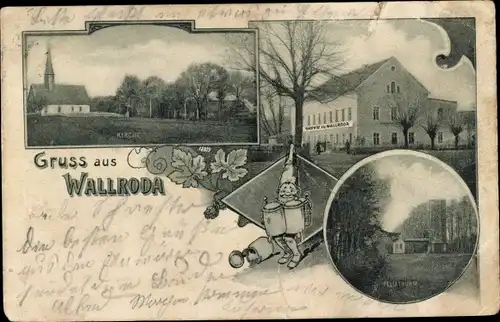 Ak Wallroda Radeberg in Sachsen, Gasthof, Kirche, Felixturm