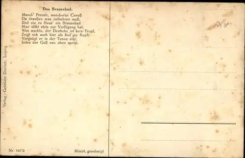 Künstler Ak Thiele, Arthur, Hinter der Front, Brausebad