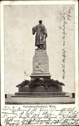 Ak Wien 1 Innere Stadt, Johannes-Gutenberg-Monument