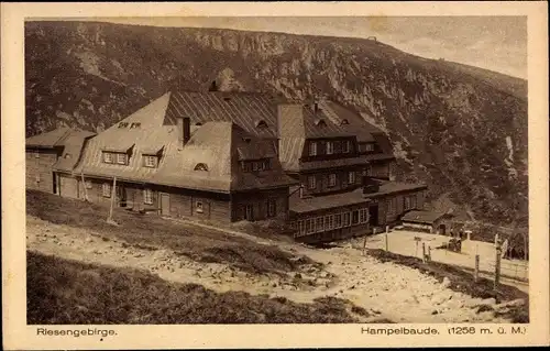 Ak Karpacz Krummhübel Riesengebirge Schlesien, Hampelbaude, Schronisko Strzecha Akademicka