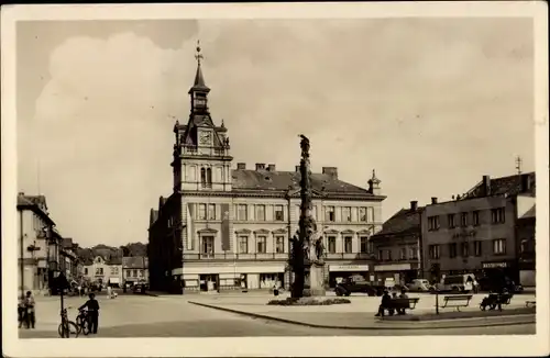 Ak Choceň Chotzen Reg. Pardubice, Trysovo namesti, Platz, Denkmal, Uhrturm