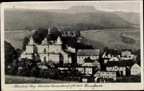 Ak Wambierzyce Albendorf Schlesien, Gesamtansicht mit Heuscheuer, Wallfahrtskirche