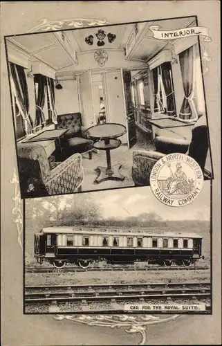 Ak Britische Eisenbahn, London and North Western, Car for the Royal Suite, Interior