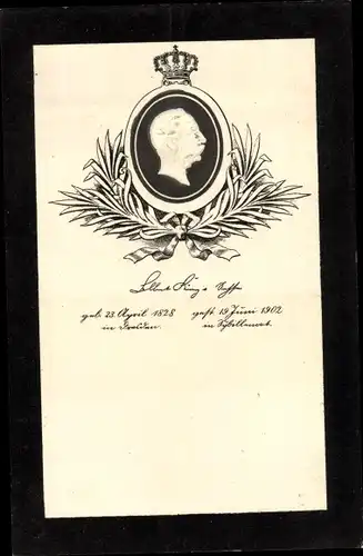Präge Ak König Albert von Sachsen, Trauerkarte zum Tod 1902