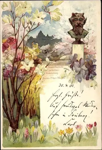 Litho Dresden, Große Deutsche Gartenbau Ausstellung 1900, Gartenbau Gesellschaft Feronia