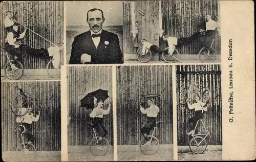 Ak O. Fritzsche, Leuben b. Dresden, Fahrradartist, Einrad