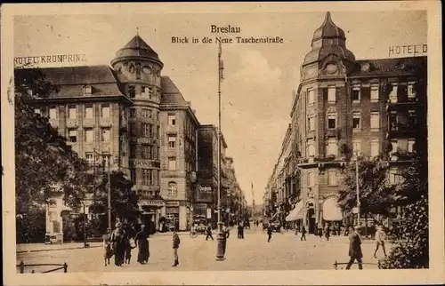 Ak Wrocław Breslau Schlesien, Neue Taschenstraße, Hotel Kronprinz