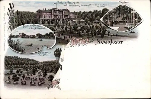 Litho Neukloster Buxtehude im Kreis Stade, Kurhotel Paterborn, Mühlenteich