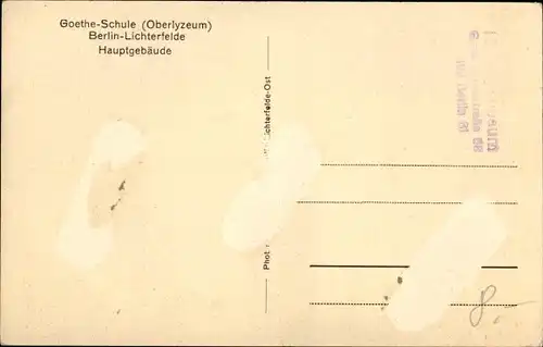 Ak Berlin Steglitz Lichterfelde, Goethe-Schule, Hauptgebäude