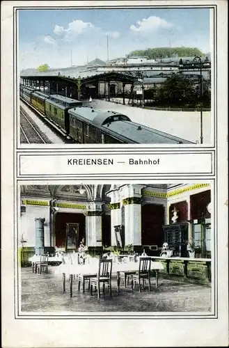Ak Kreiensen Einbeck, Bahnhof, Gleisseite, Restaurant, Eisenbahn