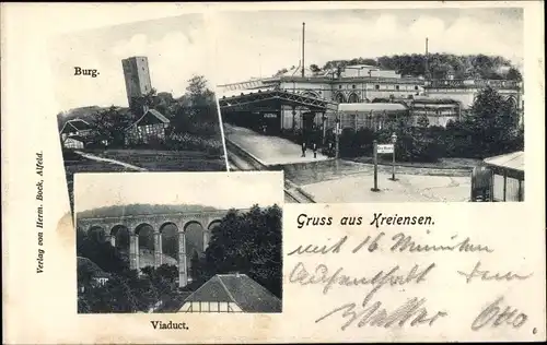 Ak Kreiensen Einbeck, Burg, Viadukt, Bahnhof, Gleisenansicht