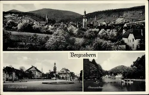 Ak Bad Bergzabern, Stauweiher, Ludwigplatz, Totale