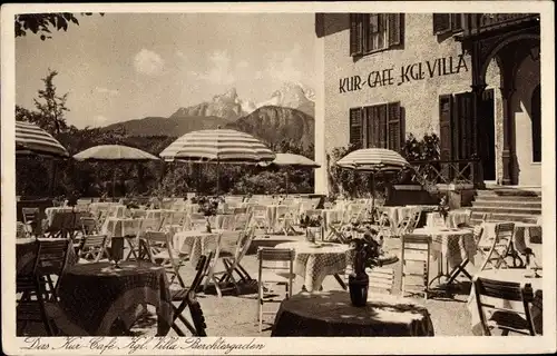 Ak Berchtesgaden in Oberbayern, Kur-Cafe, Kgl. Villa, Terrasse