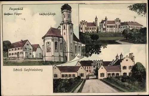 Ak Ziemetshausen in Schwaben, Schloss Seyfriedsberg, Wallfahrtskirche