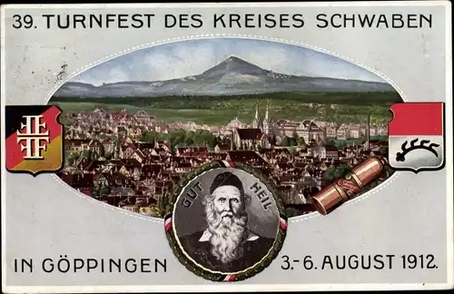 Wappen Ak Göppingen in Baden Württemberg, 39. Turnfest des Kreises Schwaben 1912
