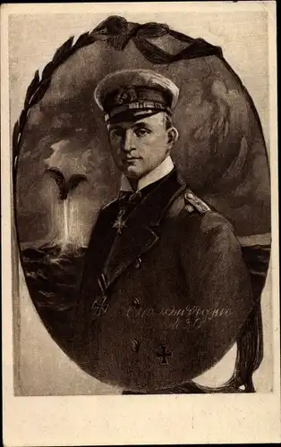 Künstler Ak Otto Weddigen, Marineoffizier, Kapitänleutnant, Portrait,Hamburger Opfertag 01. Nov 1915