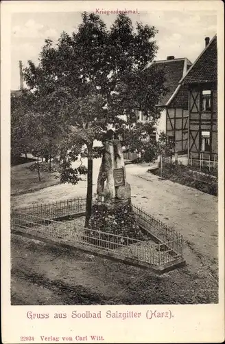 Ak Bad Salzgitter in Niedersachsen, Kriegerdenkmal