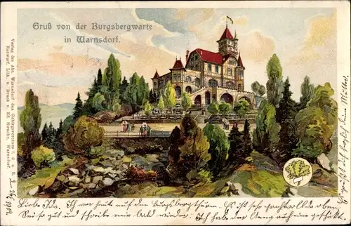 Litho Varnsdorf Warnsdorf Reg. Aussig, Burgsbergwarte