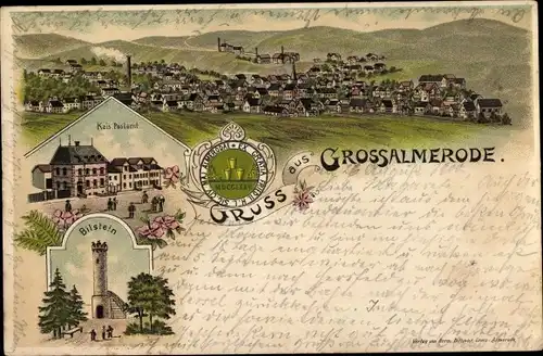 Litho Großalmerode in Hessen, Kaiserl. Postamt, Bilstein