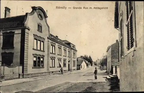 Ak Rémilly Remelach Lothringen Moselle, Grande Rue, Amtsgericht