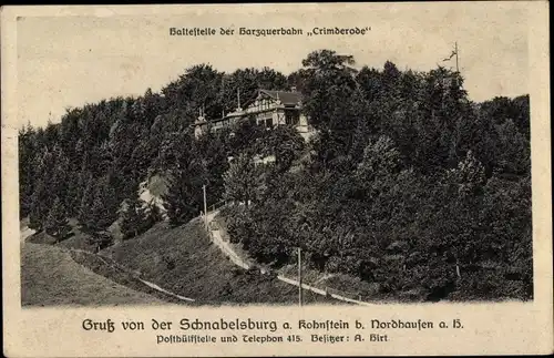 Ak Nordhausen am Harz, Schnabelsburg am Kohnstein, Restaurant