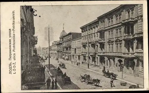 Ak Lodz Lodsch Polen, Petrikauer Straße