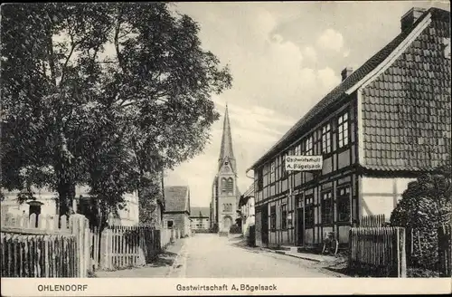 Ak Ohlendorf Salzgitter in Niedersachsen, Gastwirtschaft, Kirche