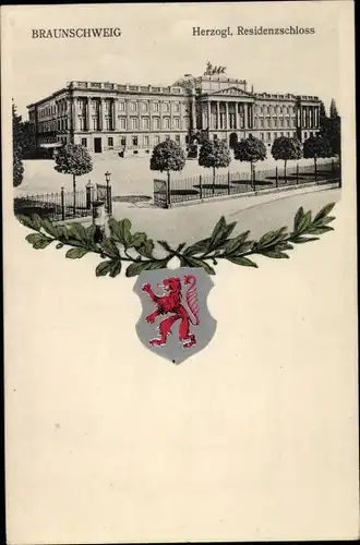 Wappen Ak Braunschweig in Niedersachsen, Herzogliches Residenzschloss