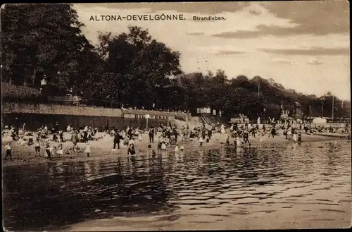 Ak Hamburg Altona Oevelgönne, Strandleben an der Elbe