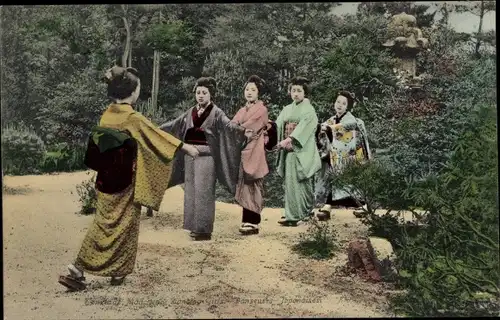Ak Japanerinnen in Kimonos, Danseuses Japonaises