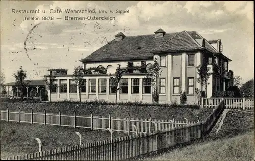 Ak Osterdeich Hansestadt Bremen, Restaurant und Cafe Wehrschloss