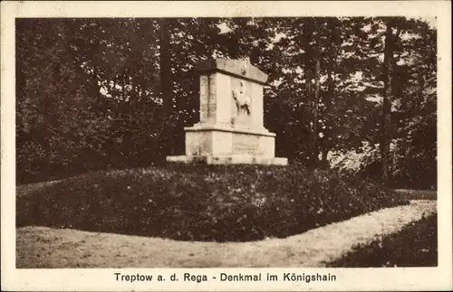 Ak Trzebiatów Treptow an der Rega Westpommern, Denkmal im Königshain