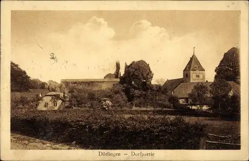 Ak Dötlingen in Oldenburg, Dorfpartie, Kirche