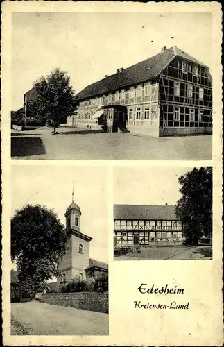 Ak Edesheim Northeim in Niedersachsen, Gasthaus zur Linde, Kirche