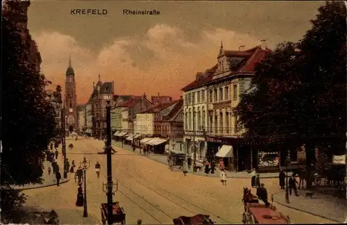 Ak Krefeld am Niederrhein, Partie in der Rheinstraße, Restaurant, Friseur, Krüger & Oberbeck