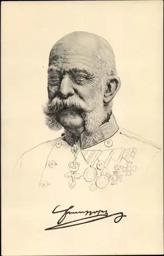 Künstler Ak Kaiser Franz Joseph I., Portrait, Uniform, Orden