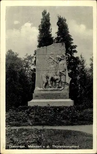 Ak Coevorden Drenthe, Meindert v. d. Thijnenmonument, Denkmal