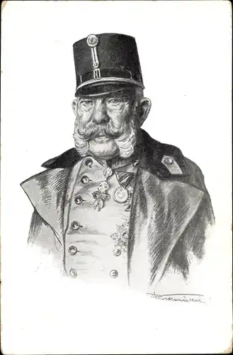 Künstler Ak Kaiser Franz Joseph I. von Österreich, Portrait in Uniform, Orden