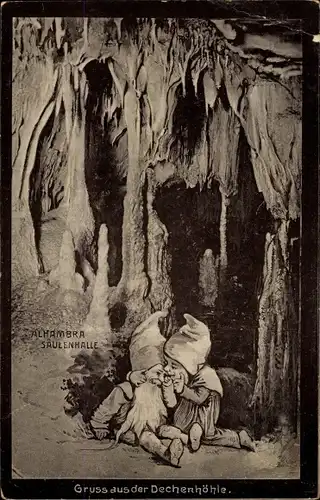 Ak Grüne Iserlohn im Märkischen Kreis, Dechenhöhle, Alhambra Säulenhalle, Zwerge
