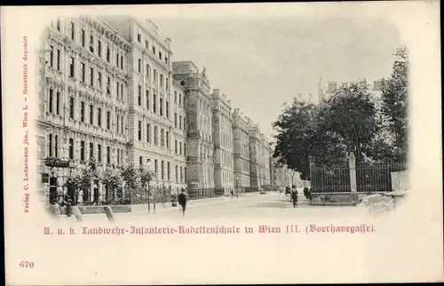 Ak Wien 3. Landstraße, Kuk Landwehr Infanterie Kadettenschule, Boerhavegasse