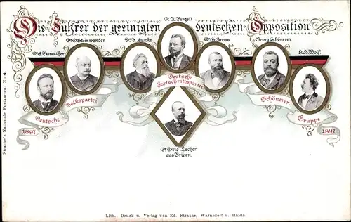 Ak Führer der geeinigten deutschen Opposition, Dt. Fortschrittspartei, Otto Lecher, Pergelt, Gross