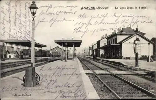 Ak Amagne Lucquy Ardennes, La Gare