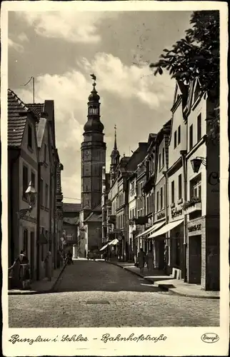 Ak Bolesławiec Bunzlau Schlesien, Bahnhofstraße