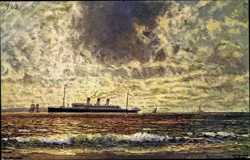 Künstler Ak HSDG Dampfer Cap Polonio, Schnelldampfer vor Lissabon